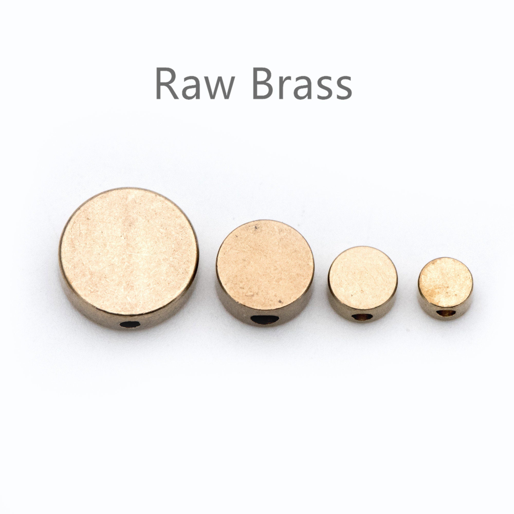50pcs Raw Brass Round Coin Spacer Beads, 4/ 5/ 7/ 10mm Multi Size (RB-106)